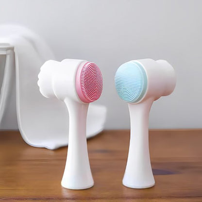 brosse nettoyante visage rose bleu