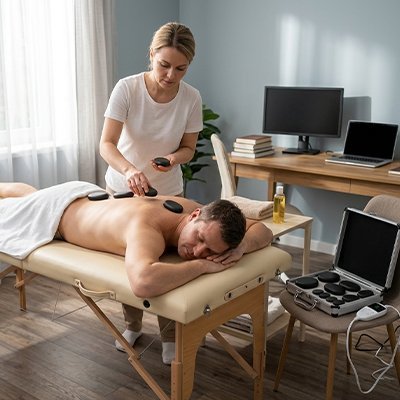 pierre chaude massage lisse noir