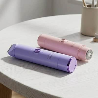 rasoir pour femme electrique violet et rose