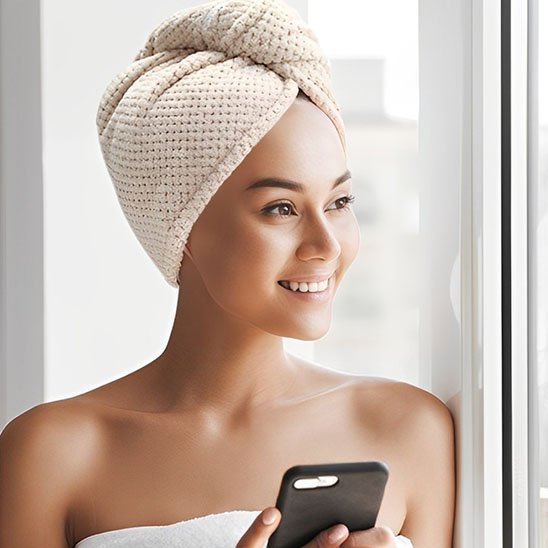 serviette cheveux beige